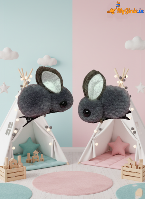 Cute Plush Rabbit Bunny Ears Kids Girl Hair Clips Pair Grey – MyGinie.in
