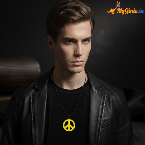 Yellow Peace Sign Pendant Locket And Black Chain – MyGinie.in
